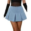 imageFloerns Womens Casual Pleated Hem Mini Skirt School Uniform Short SkirtsLight Blue
