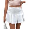 imageFloerns Womens Casual Pleated Hem Mini Skirt School Uniform Short SkirtsWhite
