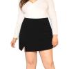 imageFloerns Womens Plus Size Asymmetrical Skorts High Waisted Skirts ShortsBlack Solid