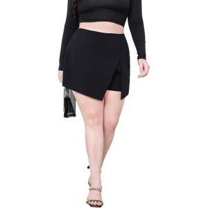 imageFloerns Womens Plus Size Asymmetrical Skorts High Waisted Skirts ShortsBlack