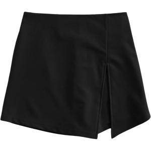 imageFloerns Womens Plus Size Asymmetrical Skorts High Waisted Skirts ShortsBlack Plain