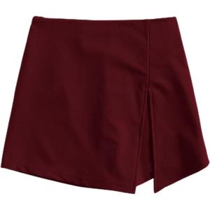 imageFloerns Womens Plus Size Asymmetrical Skorts High Waisted Skirts ShortsBurgundy