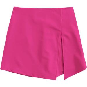 imageFloerns Womens Plus Size Asymmetrical Skorts High Waisted Skirts ShortsHot Pink