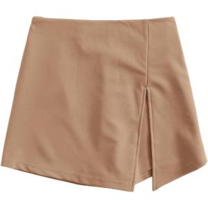imageFloerns Womens Plus Size Asymmetrical Skorts High Waisted Skirts ShortsKhaki