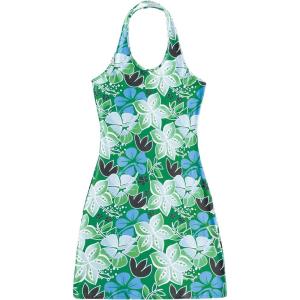 imageFloerns Womens Sleeveless Halter Backless Tie Back Floral Bodycon Mini DressGreen Blue Floral