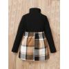 imageFloerns Girls 2 Piece Outfit High Neck Tee Shirt with Plaid Mini Skirt SetBlack Multi