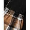 imageFloerns Girls 2 Piece Outfit High Neck Tee Shirt with Plaid Mini Skirt SetBlack Multi