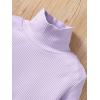 imageFloerns Girls 2 Piece Outfit High Neck Tee Shirt with Plaid Mini Skirt SetPurple Plaid