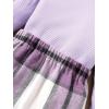 imageFloerns Girls 2 Piece Outfit High Neck Tee Shirt with Plaid Mini Skirt SetPurple Plaid