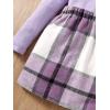 imageFloerns Girls 2 Piece Outfit High Neck Tee Shirt with Plaid Mini Skirt SetPurple Plaid