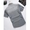 imageFloerns Mens Causal Ripped Button Front Dual Pocket Short Sleeve Denim Shirt Without TeeA Grey