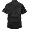 imageFloerns Mens Causal Ripped Button Front Dual Pocket Short Sleeve Denim Shirt Without TeeBlack