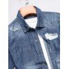 imageFloerns Mens Causal Ripped Button Front Dual Pocket Short Sleeve Denim Shirt Without TeeBlue