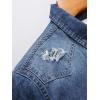 imageFloerns Mens Causal Ripped Button Front Dual Pocket Short Sleeve Denim Shirt Without TeeBlue