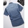 imageFloerns Mens Causal Ripped Button Front Dual Pocket Short Sleeve Denim Shirt Without TeeBlue