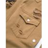 imageFloerns Mens Causal Ripped Button Front Dual Pocket Short Sleeve Denim Shirt Without TeeBrown