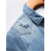 imageFloerns Mens Causal Ripped Button Front Dual Pocket Short Sleeve Denim Shirt Without TeeLight Blue