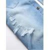 imageFloerns Mens Causal Ripped Button Front Dual Pocket Short Sleeve Denim Shirt Without TeeLight Blue