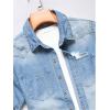 imageFloerns Mens Causal Ripped Button Front Dual Pocket Short Sleeve Denim Shirt Without TeeLight Blue