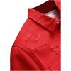 imageFloerns Mens Causal Ripped Button Front Dual Pocket Short Sleeve Denim Shirt Without TeeRed