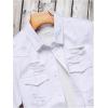imageFloerns Mens Causal Ripped Button Front Dual Pocket Short Sleeve Denim Shirt Without TeeWhite