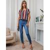 imageFloerns Womens Short Sleeve Office BlouseBeige Red Striped