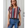 imageFloerns Womens Short Sleeve Office BlouseBeige Red Striped