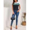 imageFloerns Womens Short Sleeve Office BlouseBlack Green White