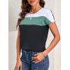 imageFloerns Womens Short Sleeve Office BlouseBlack Green White