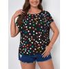 imageFloerns Womens Short Sleeve Office BlouseBlack Polka Dots