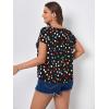 imageFloerns Womens Short Sleeve Office BlouseBlack Polka Dots