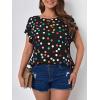 imageFloerns Womens Short Sleeve Office BlouseBlack Polka Dots