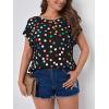 imageFloerns Womens Short Sleeve Office BlouseBlack Polka Dots