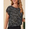imageFloerns Womens Short Sleeve Office BlouseBlack and White
