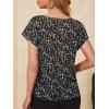 imageFloerns Womens Short Sleeve Office BlouseBlack and White