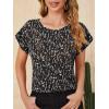 imageFloerns Womens Short Sleeve Office BlouseBlack and White