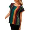 imageFloerns Womens Short Sleeve Office BlouseDark Green Striped