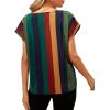 imageFloerns Womens Short Sleeve Office BlouseDark Green Striped