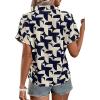 imageFloerns Womens Short Sleeve Office BlouseGeo Blue Beige