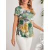 imageFloerns Womens Short Sleeve Office BlouseGreen Tropical Multi