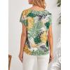 imageFloerns Womens Short Sleeve Office BlouseGreen Tropical Multi