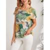 imageFloerns Womens Short Sleeve Office BlouseGreen Tropical Multi