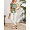 imageFloerns Womens Short Sleeve Office BlouseGreen Tropical Multi