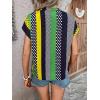 imageFloerns Womens Short Sleeve Office BlouseGreen Yellow Striped