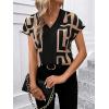 imageFloerns Womens Short Sleeve Office BlouseKhaki B