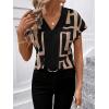 imageFloerns Womens Short Sleeve Office BlouseKhaki B