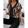 imageFloerns Womens Short Sleeve Office BlouseKhaki B