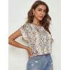 imageFloerns Womens Short Sleeve Office BlouseKhaki Snakeskin