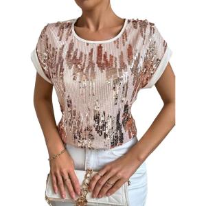 imageFloerns Womens Short Sleeve Office BlouseApricot L