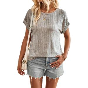 imageFloerns Womens Short Sleeve Office BlouseApricot S